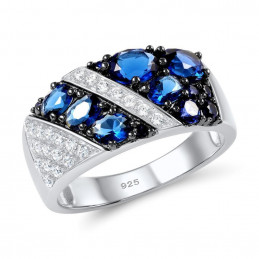 Silber Ring - Blau Zirkonia