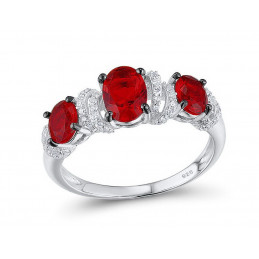 Ring aus Silber 925 - Zirkonia Rot