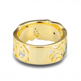 Vergoldeter Silber-Ring mit Emaille handbemalt | Schmuck-Sale.ch