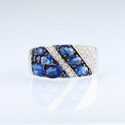 Silber Ring - Blau Zirkonia