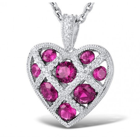 Anhänger Silber - Herz Rosa