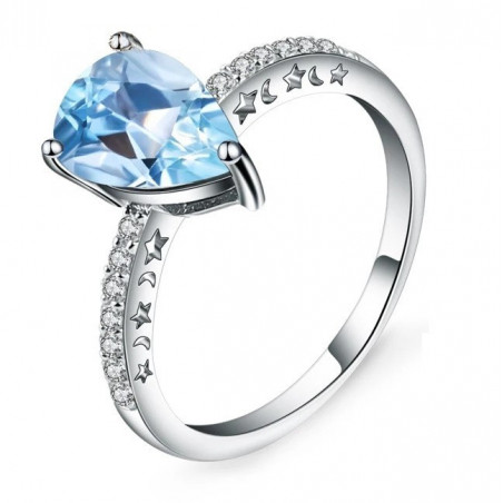 Ring Blautopas Silber