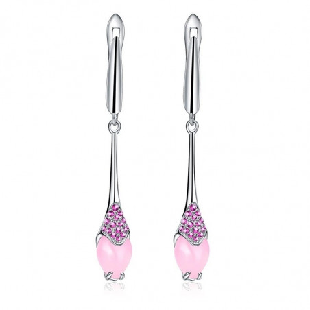 Ohrringe Silber -  Rosa Chalcedon