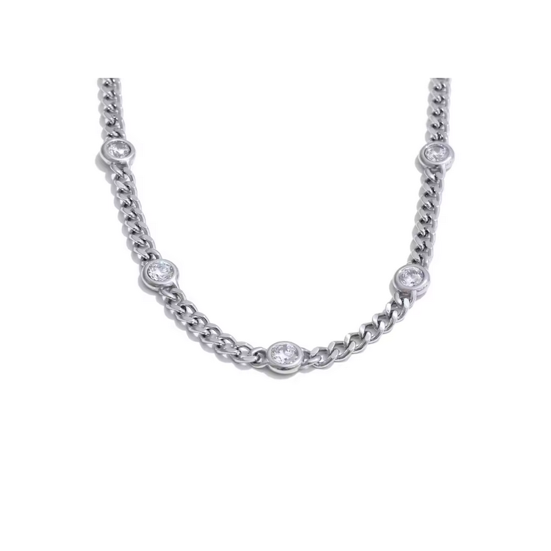 Hochwertige Edelstahl Kette mit Zirkonia Hochwertige Edelstahl Kette mit Zirkonia