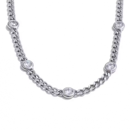 Hochwertige Edelstahl Kette mit Zirkonia