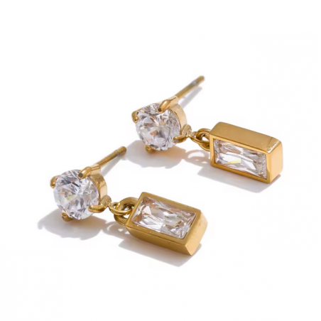 Elegante vergoldete Edelstahlohrringe mit funkelnden Zirkonia