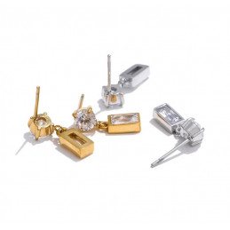 Elegante vergoldete Edelstahlohrringe mit funkelnden Zirkonia