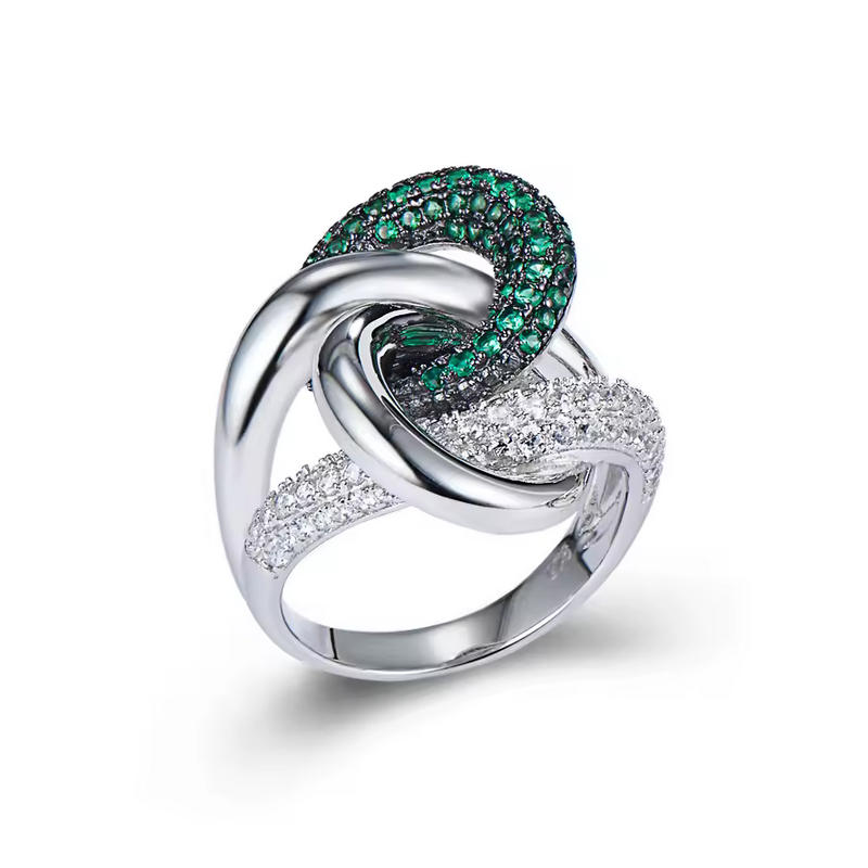 Ring mit grünem Spinell & Zirkonia – Sterling Silber 925