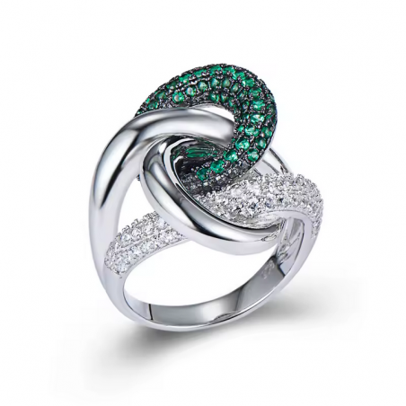 Ring mit grünem Spinell & Zirkonia – Sterling Silber 925