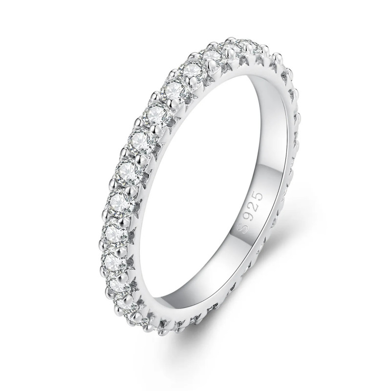 Memory Ring aus Sterling Silber 925 mit Moissanite | Schloss Bijouteri