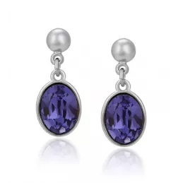 Ohrstecker mit violettem ovalen Kristall & Perle (18 mm)