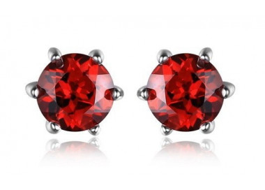 Ohrstecker - Granat - Silber